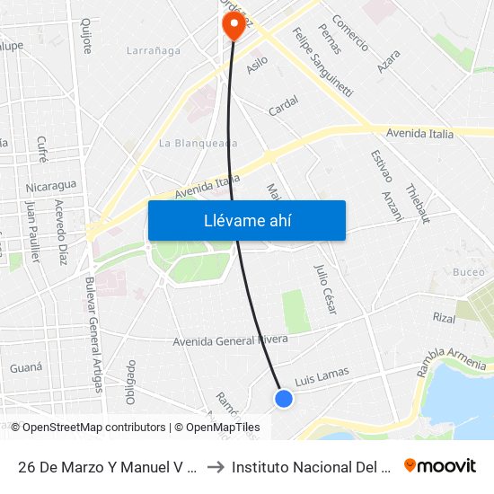 26 De Marzo Y Manuel V Pagola to Instituto Nacional Del Cáncer map