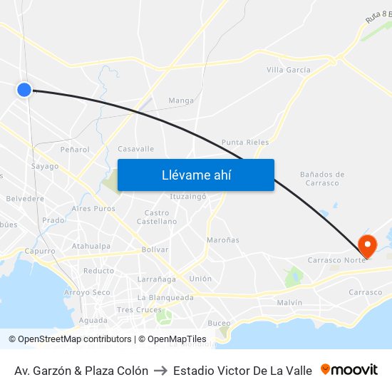 Av. Garzón & Plaza Colón to Estadio Victor De La Valle map