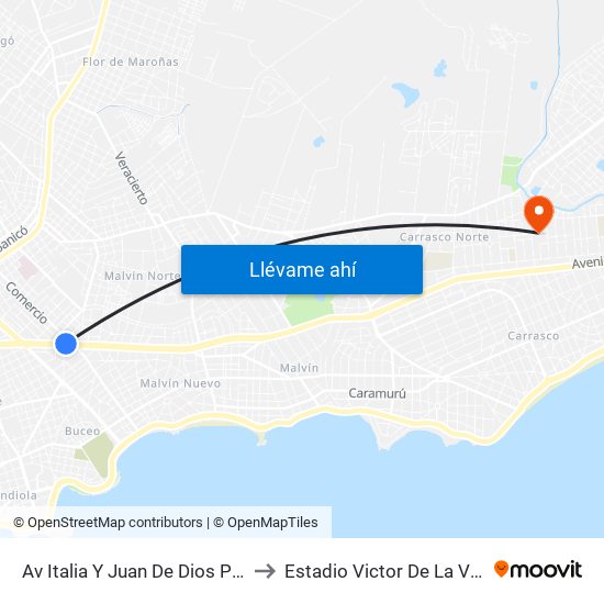Av Italia Y Juan De Dios Peza to Estadio Victor De La Valle map