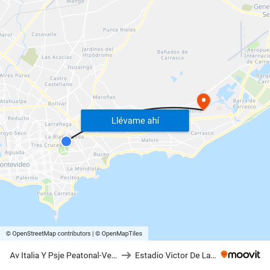 Av Italia Y Psje Peatonal-Vehicular to Estadio Victor De La Valle map