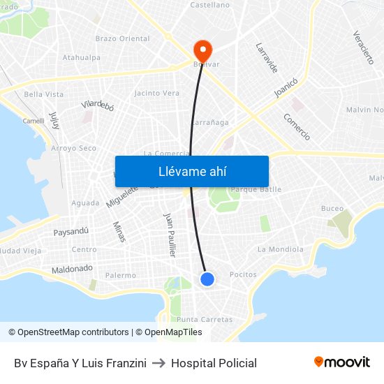 Bv España Y Luis Franzini to Hospital Policial map