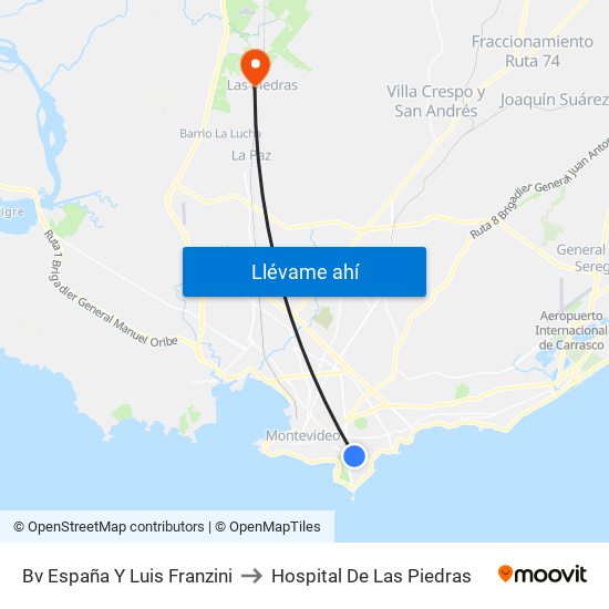 Bv España Y Luis Franzini to Hospital De Las Piedras map