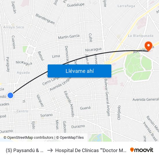 (S) Paysandú & Paraguay to Hospital De Clínicas ""Doctor Manuel Quintela"" map