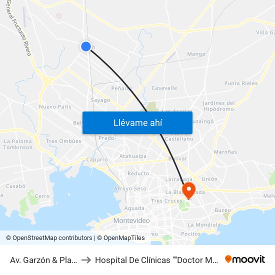 Av. Garzón & Plaza Colón to Hospital De Clínicas ""Doctor Manuel Quintela"" map