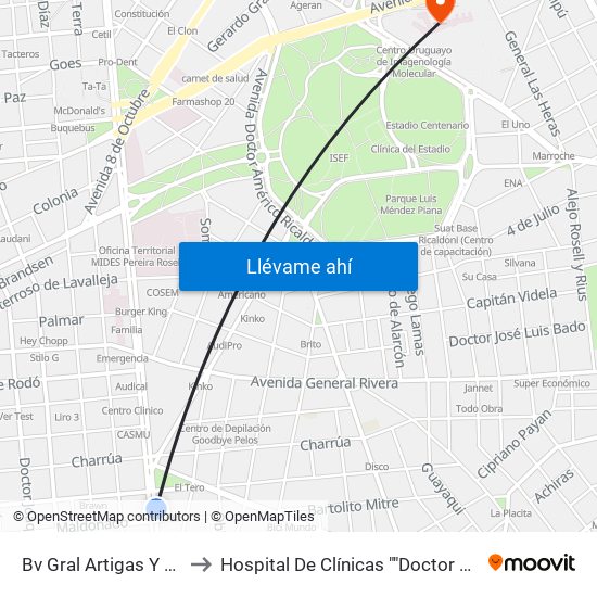 Bv Gral Artigas Y Maldonado to Hospital De Clínicas ""Doctor Manuel Quintela"" map