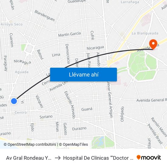 Av Gral Rondeau Y Av Uruguay to Hospital De Clínicas ""Doctor Manuel Quintela"" map