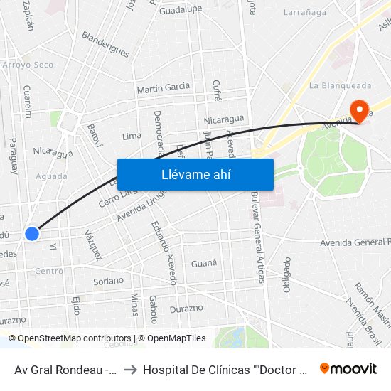 Av Gral Rondeau - Paysandu to Hospital De Clínicas ""Doctor Manuel Quintela"" map