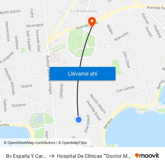 Bv España Y Carlos Berg to Hospital De Clínicas ""Doctor Manuel Quintela"" map