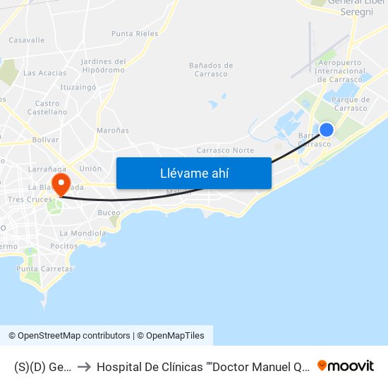 (S)(D) Geant to Hospital De Clínicas ""Doctor Manuel Quintela"" map