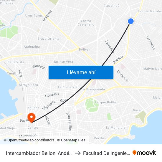 Intercambiador Belloni Andén 4 to Facultad De Ingenieria map