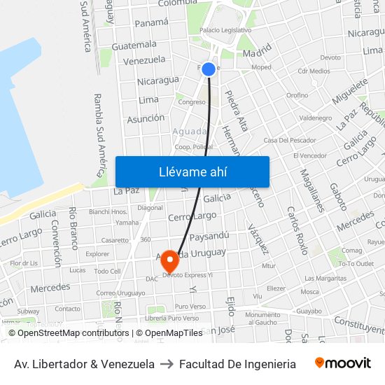 Av. Libertador & Venezuela to Facultad De Ingenieria map