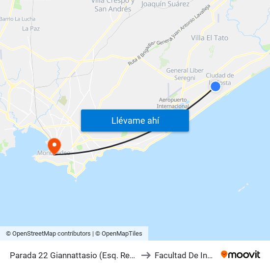 Parada 22 Giannattasio (Esq. Rep. Argentina) to Facultad De Ingenieria map