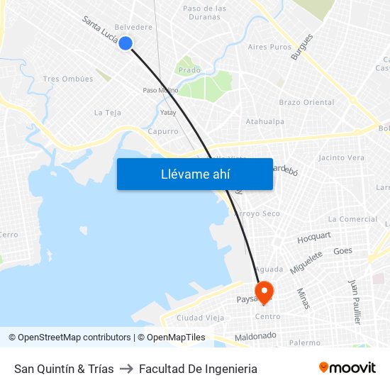 San Quintín & Trías to Facultad De Ingenieria map