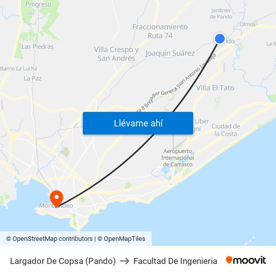Largador De Copsa (Pando) to Facultad De Ingenieria map