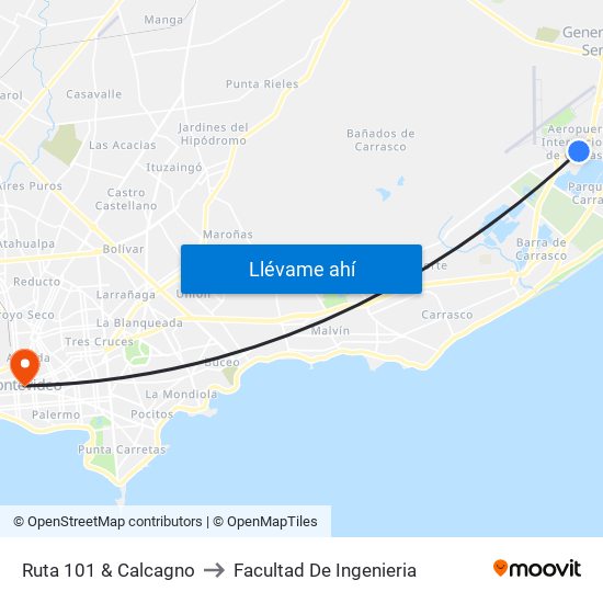Ruta 101 & Calcagno to Facultad De Ingenieria map
