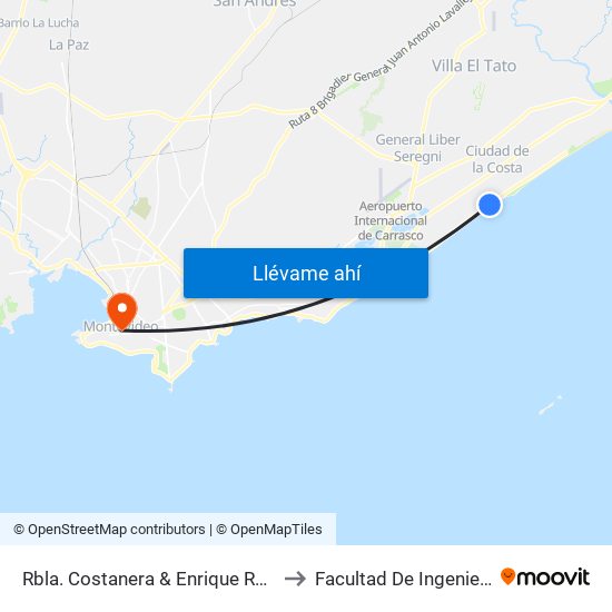 Rbla. Costanera & Enrique Rodó to Facultad De Ingenieria map