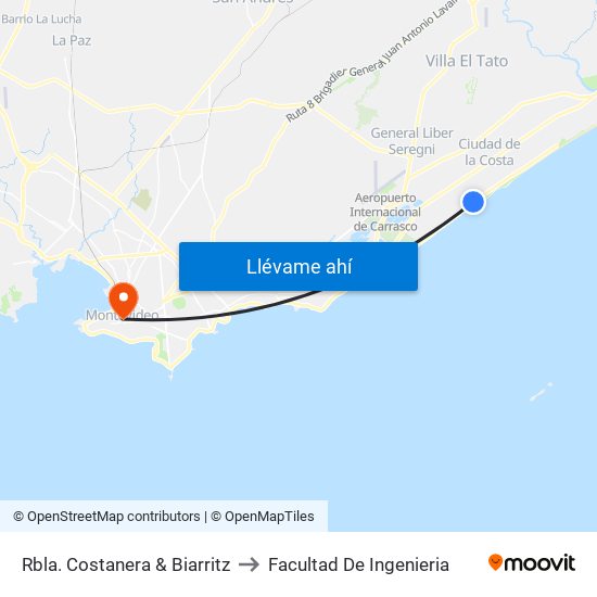 Rbla. Costanera & Biarritz to Facultad De Ingenieria map