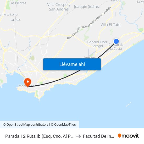 Parada 12 Ruta Ib (Esq. Cno. Al Paso Escobar) to Facultad De Ingenieria map