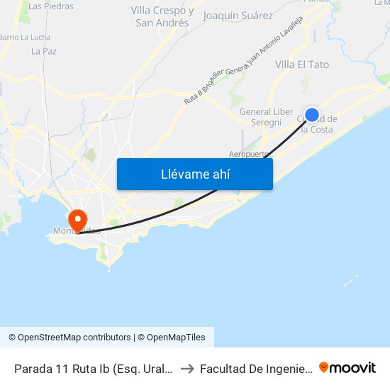 Parada 11 Ruta Ib (Esq. Urales) to Facultad De Ingenieria map