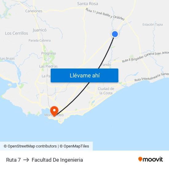 Ruta 7 to Facultad De Ingenieria map