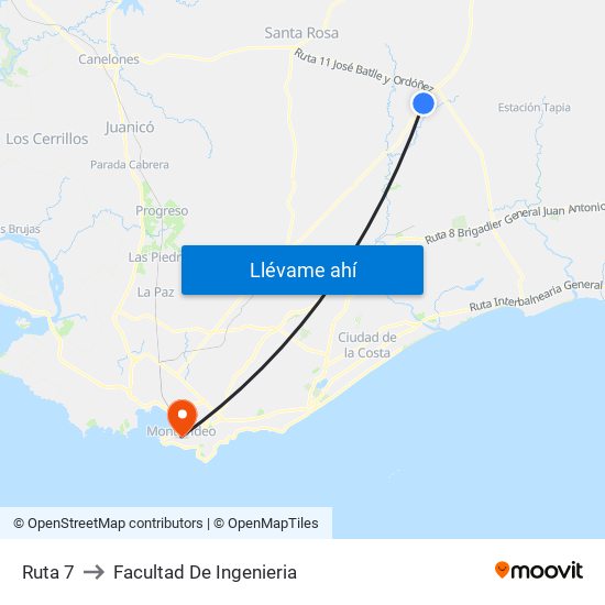 Ruta 7 to Facultad De Ingenieria map