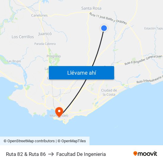 Ruta 82 & Ruta 86 to Facultad De Ingenieria map