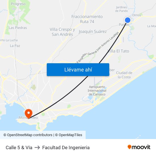 Calle 5 & Vía to Facultad De Ingenieria map