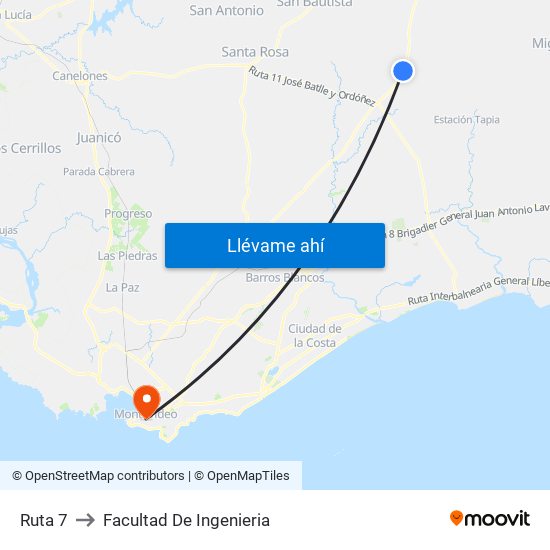 Ruta 7 to Facultad De Ingenieria map