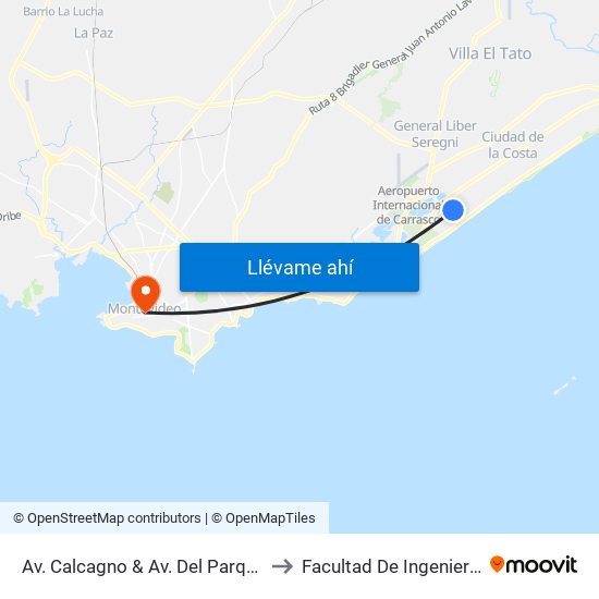 Av. Calcagno & Av. Del Parque to Facultad De Ingenieria map