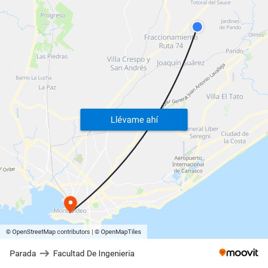 Parada to Facultad De Ingenieria map