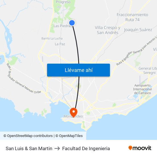 San Luis & San Martin to Facultad De Ingenieria map