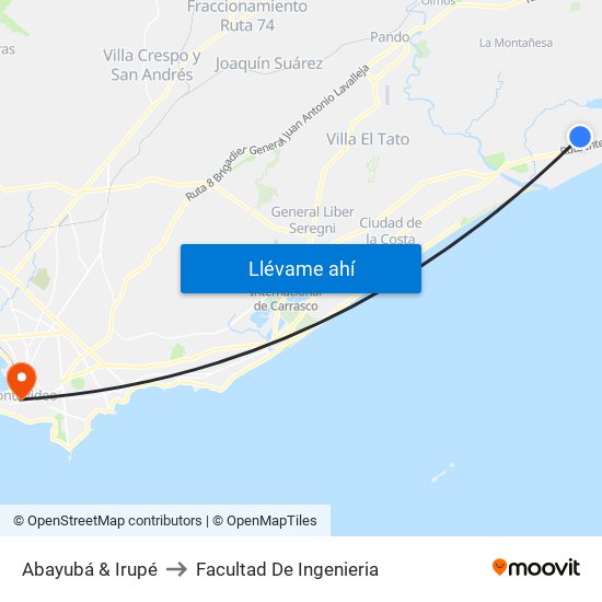 Abayubá & Irupé to Facultad De Ingenieria map