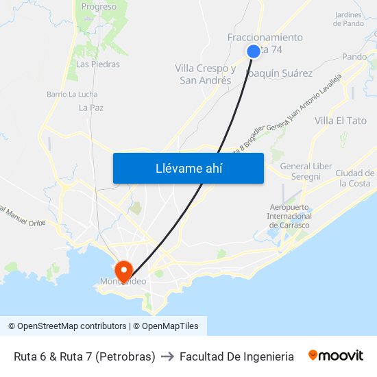 Ruta 6 & Ruta 7 (Petrobras) to Facultad De Ingenieria map