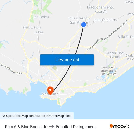 Ruta 6 & Blas Basualdo to Facultad De Ingenieria map