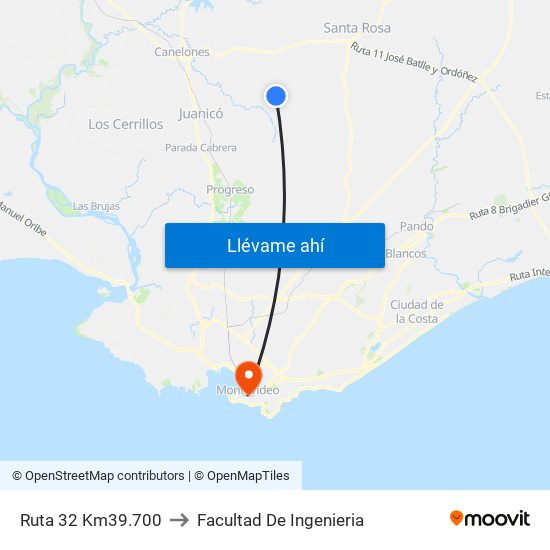 Ruta 32 Km39.700 to Facultad De Ingenieria map