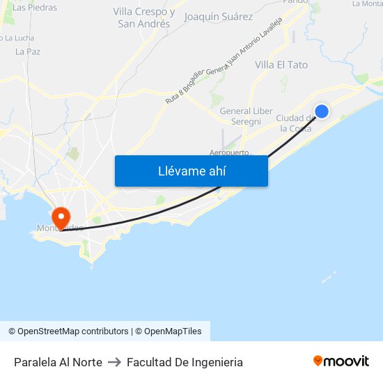 Paralela Al Norte to Facultad De Ingenieria map