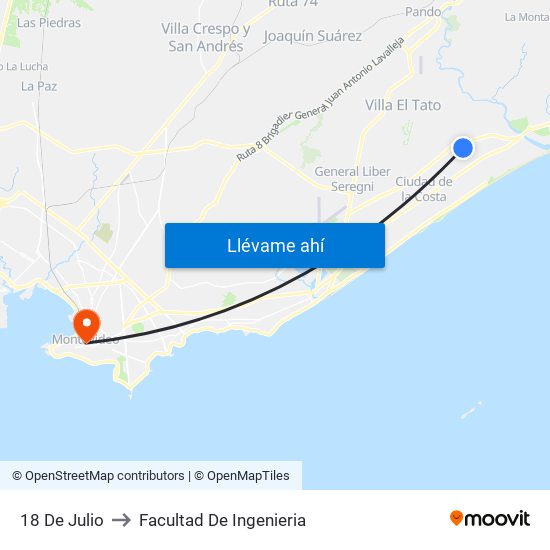18 De Julio to Facultad De Ingenieria map