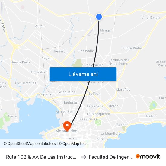 Ruta 102 & Av. De Las Instrucciones to Facultad De Ingenieria map