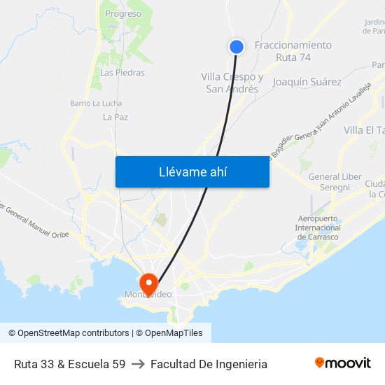 Ruta 33 & Escuela 59 to Facultad De Ingenieria map