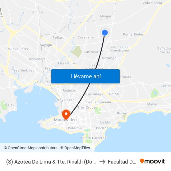 (S) Azotea De Lima & Tte. Rinaldi (Domingos Xferia Piedras Blancas) to Facultad De Ingenieria map