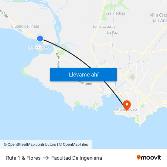 Ruta 1 & Flores to Facultad De Ingenieria map