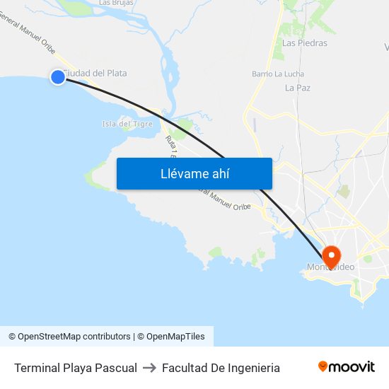 Terminal Playa Pascual to Facultad De Ingenieria map