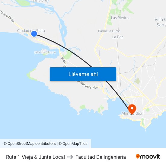 Ruta 1 Vieja & Junta Local to Facultad De Ingenieria map
