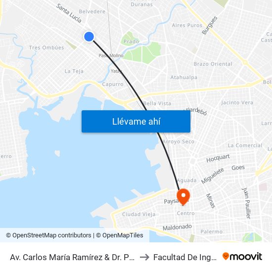 Av. Carlos María Ramírez & Dr. Pedro Visca to Facultad De Ingenieria map