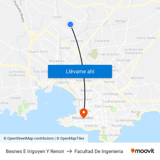 Besnes E Irigoyen Y Renoir to Facultad De Ingenieria map