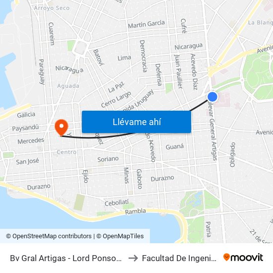 Bv Gral Artigas - Lord Ponsomby to Facultad De Ingenieria map