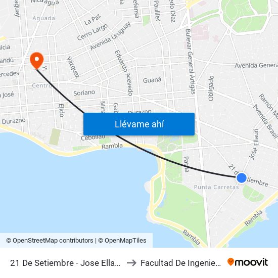 21 De Setiembre - Jose Ellauri to Facultad De Ingenieria map