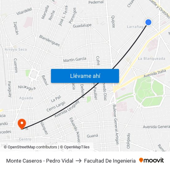 Monte Caseros - Pedro Vidal to Facultad De Ingenieria map