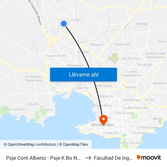 Psje Cont Albeniz - Psje K Bo Nuevo Colon to Facultad De Ingenieria map