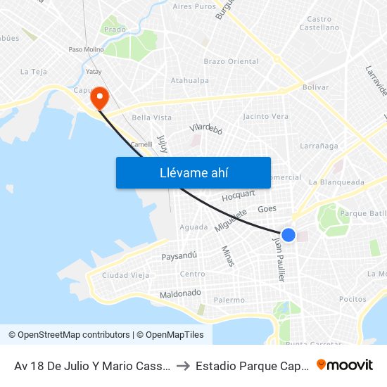 Av 18 De Julio Y Mario Cassinoni to Estadio Parque Capurro map